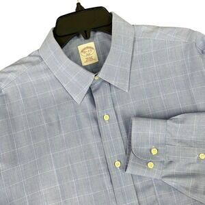 Brooks Brothers Regular Fit Non Iron Plaid Button Up Dress Shirt 16.5 34/35 Mens